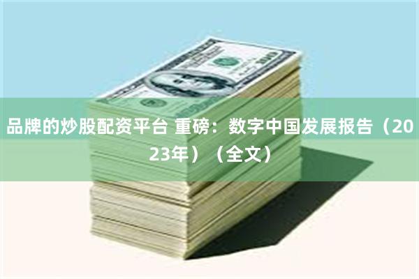 品牌的炒股配资平台 重磅：数字中国发展报告（2023年）（全文）