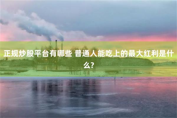 正规炒股平台有哪些 普通人能吃上的最大红利是什么?